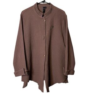 Focus Casual Life Jacket Artsy Purple Mauve Toggle Lagenlook Boho Large Waffle